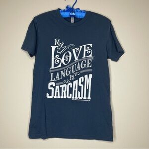 Next Level Apparel Navy “My Love Language is Sarcasm” Graphic Tee